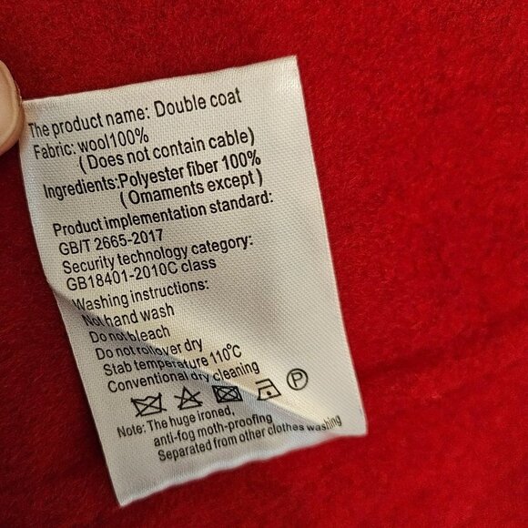 Vintage Oversized Long Wool Pea Coat Red - Picture 10 of 13